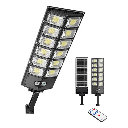 Luminária Solar Holofote Poste Refletor 600w 504 Led Potente Carcaça Preto Luz Branco-frio