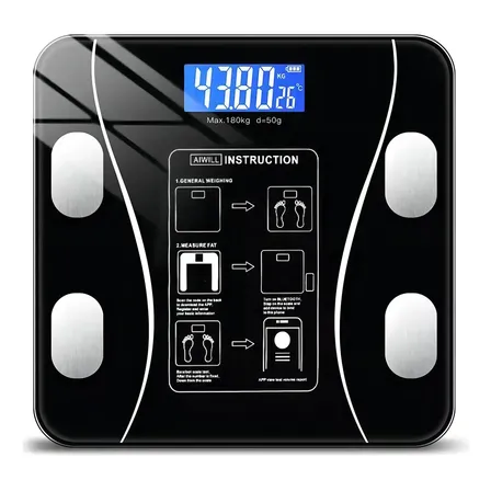 Balança Digital Com Display Lcd Bluetooth Bioimpedância App Cor Preto
