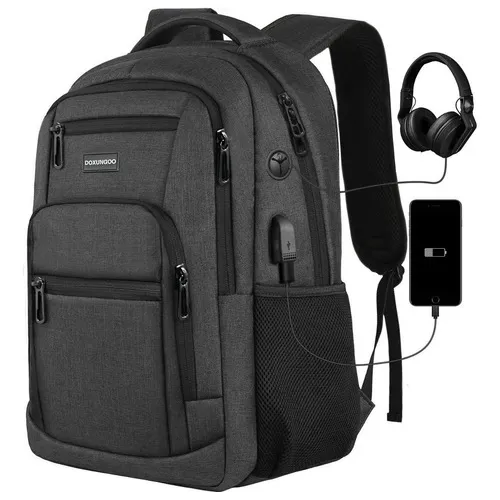 Doxungoo Mochila De Viaje De Negocios Antirrobo Para Portátil Con Puerto De Carga Usb, Resistente Al Agua Para Portátil De 15.6 Pulgadas Y Portátil (negro)
