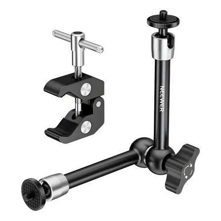 Neewer Super Clamp + 25cm Brazo Mágic Para Monitor Flash Luz Negro