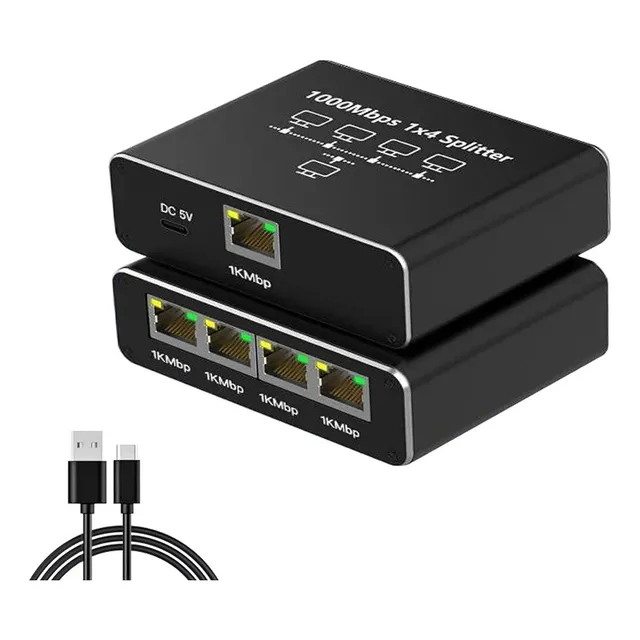 Splitter Divisor Gamer Rj45 Lan Internet Gigabit 4 Salidas