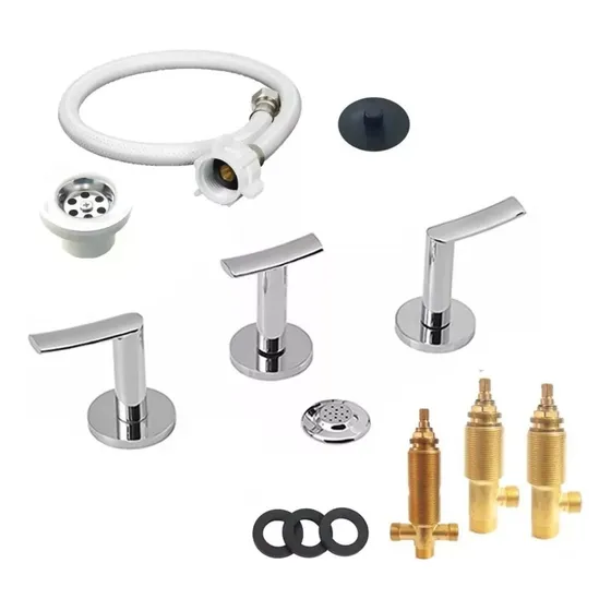 Grifería De Bidet Metal Piazza Acabado Cromado + Accesorios