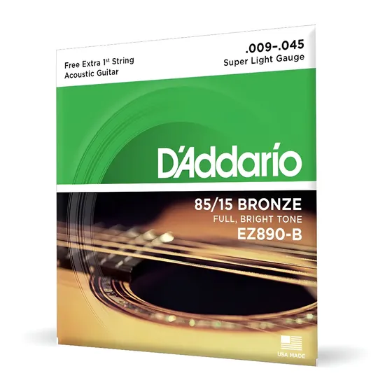 Cuerdas e b g d a e para guitarra 4:4 D'Addario VIOLÃO AÇO 09 EZ890-B EZ 890-B | Cuotas sin interés