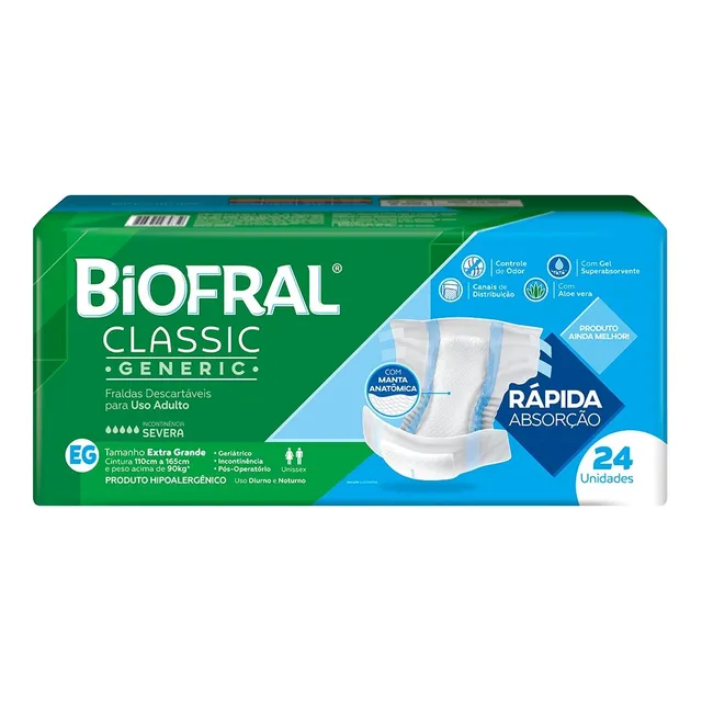 Fralda Descartável Adulto Biofral Classic Generic Tamanho Xg