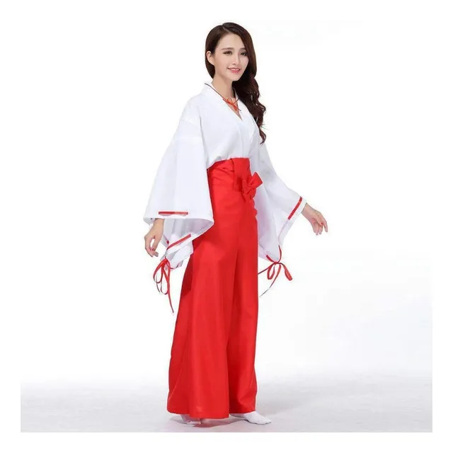 Anime Japonés Kikyo Miko Kimono Cosplay Disfraz De Bruja