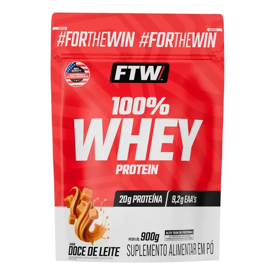 Whey Protein 100% Concentrado Refil 900g Sabor Doce de Leite - FTW