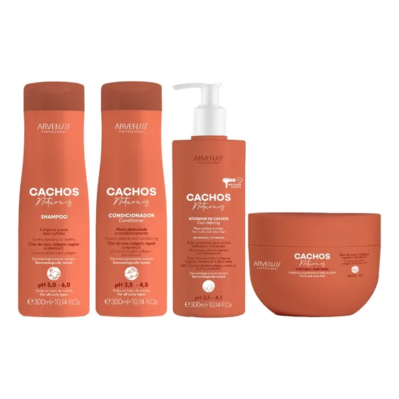 Kit Arvensis Cachos Naturais Ondulados E Cacheados 4 Itens