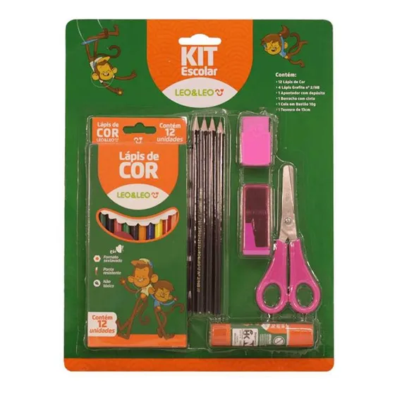 Kit Material Escolar 20 Peças Itens Básicos Aulas