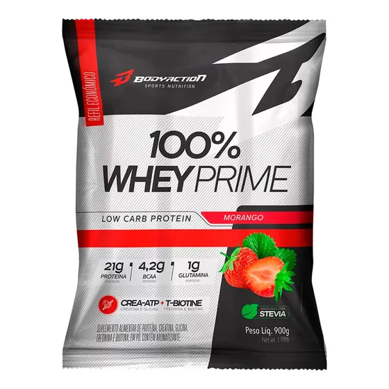 100% Whey Prime 900g Refil - Body Action - Adoçado C/ Stevia