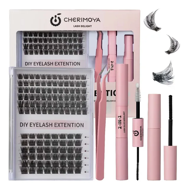 Pestañas Postizas Kit Completo Diy 360 Racimos Cherimoya