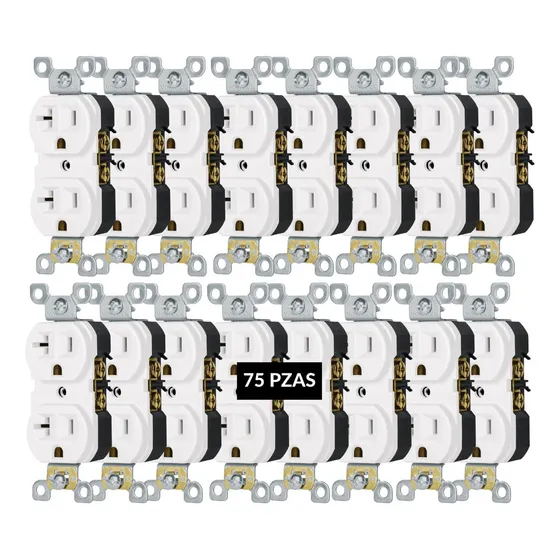 Contacto Doble 20a Volteck Color Blanco 75 Pzas