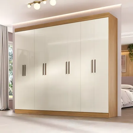 Guarda-roupa Infantil Paris 8 Portas 200x237x47cm Cinamomo Off White