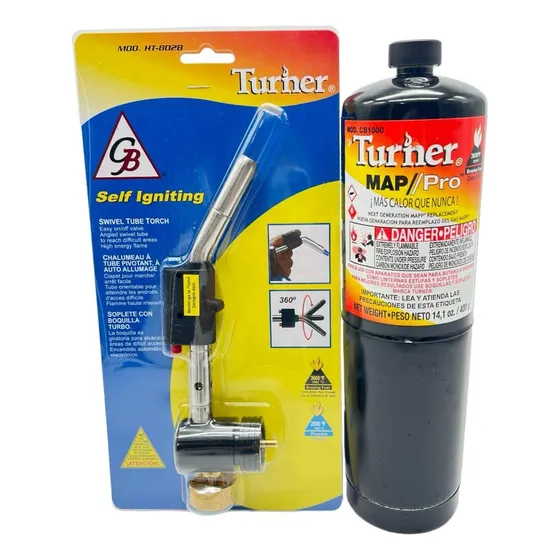 Kit Soplete Con Boquilla Y Gas Turner Para Soldar Refrig.