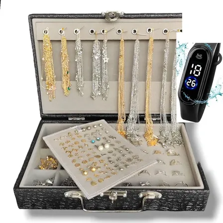 Kit 70 Peças Semi Joias Folheado Ouro E Prata + Relógio Ouro E Prata
