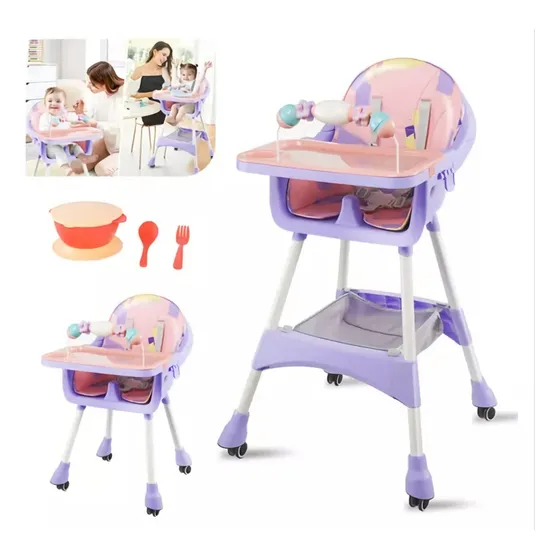 Silla De Comer Fija Con Cinturón Baby Izzy Lunch Infantil Color Rosado Azul Gris Verde Silla Vintage Babykits