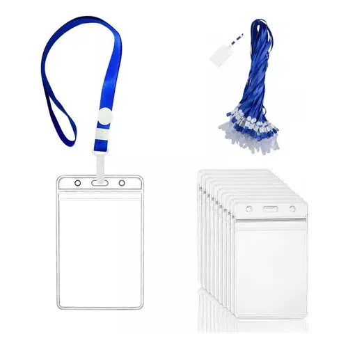 Pack 100 Porta Credenciales Transparente Incluye Lanyard 100pcs