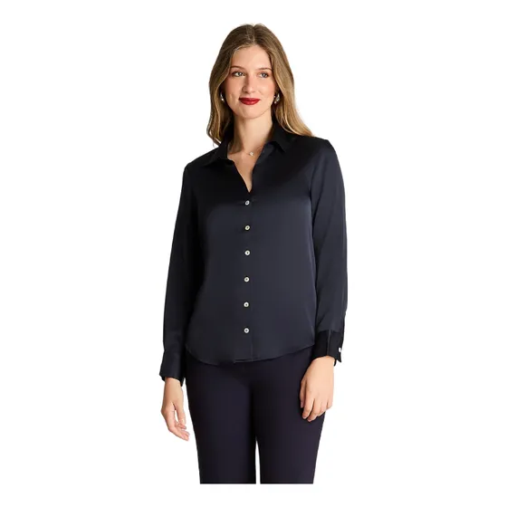Blusa Satin Camisera Azul Mujer Moda Invierno Hasta Xxxl