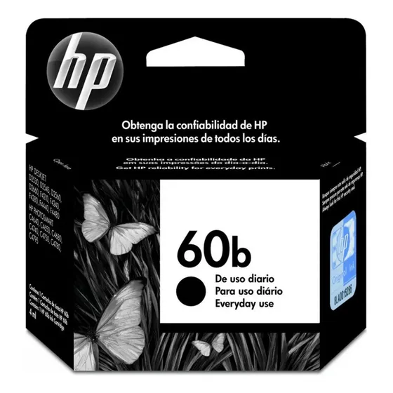 Cartucho de Tinta HP 60B Preto Simples CC636WB 4ml