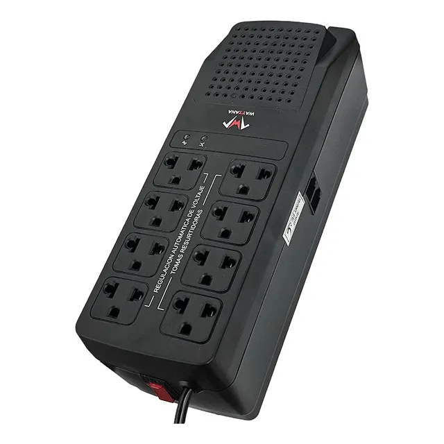 Regulador De Voltaje Automatico 8 Tomas 1200va/600w Wattana