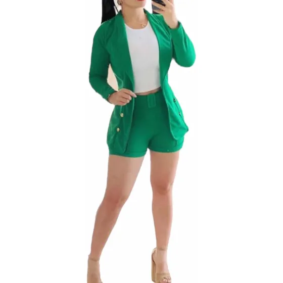 Conjunto 3 Piezas Short , Saco Y Blusa
