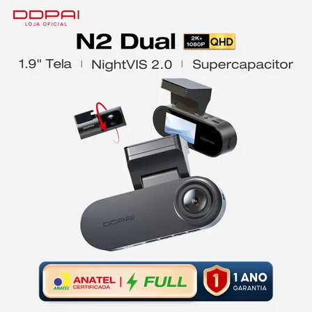 Câmera Veicular Ips De 1,9'' Ddpai N2 Dual2k+1080p Para Carros Wifi 5g 6 Integrado Visão Noturna Ai Isp Modo De Estacionamento De 48h Gravação Em Loop Adas