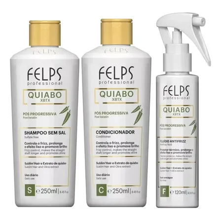 Kit Felps Profissional - Pós Progressiva De Quiabo 620ml