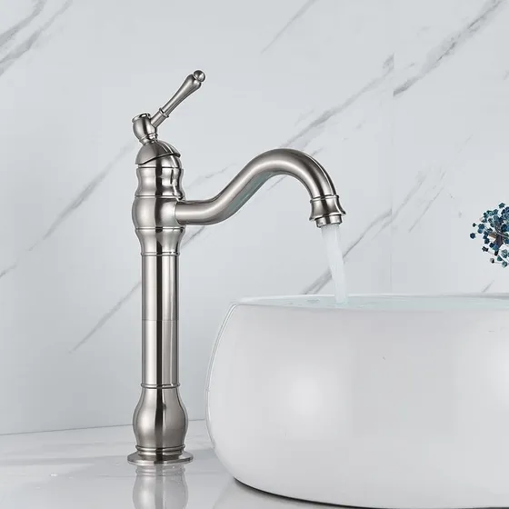 Grifo Mezclador Lavabo Baño Cepillado Niquel Monomando Caño