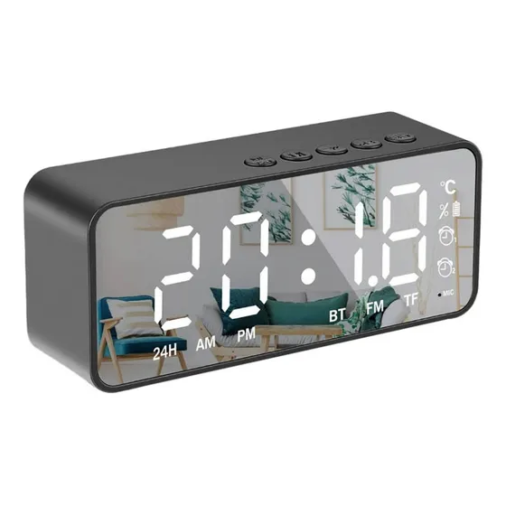 Reloj Despertador Digital Genérica Bocina Bluetooth/reloj De Mesa
