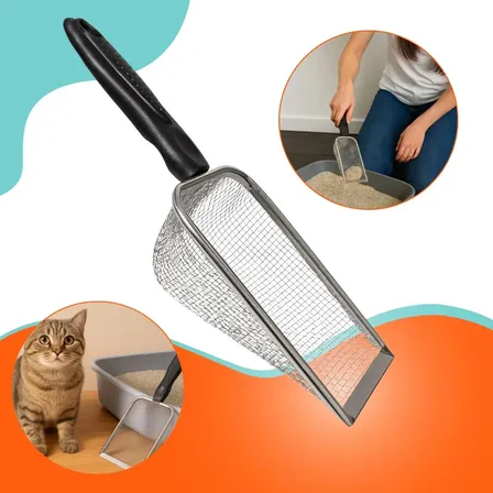Pazinha Higiênica Coletora Pá Caixa Areia Gatos Inox Peneira Prateado Boa Dica