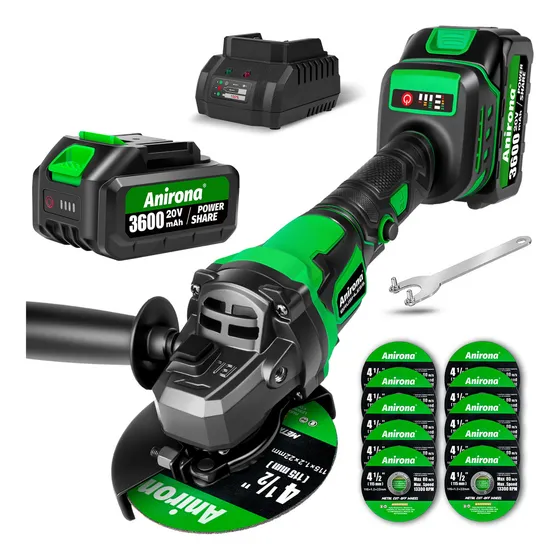 Esmeriladora Angular Inalámbrica 4-1/2 Sin Carbones Anirona