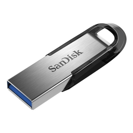 Pendrive SanDisk Ultra Flair 64GB 3.0 prateado e preto