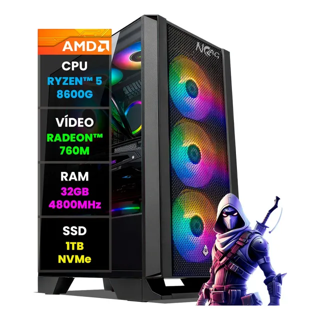 Ordenador PC para jugadores Amd Ryzen 5 8600g/32 GB DDR5/1 TB NVME