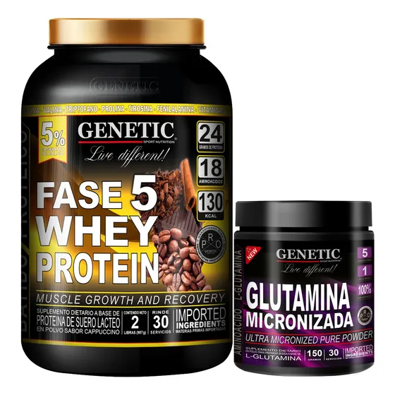 Fuerza Energía Whey Protein 1k Glutamina Micronizada Genetic