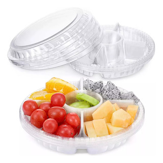 12pcs Bandejas Redondas Con Tapa Lisa Plástico Domo Botanero 12pcs Bandejas Redondas Con Tapa Lisa Plástico Domo Botanero