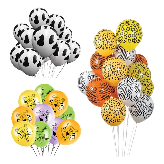 Paquete De Globos Decoración Animalitos Granja Selva X 8 U