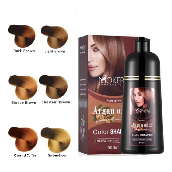 Shampoo Tinte Mokeru Aceite De Argán Variedad De Colores