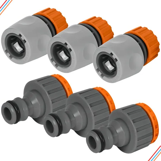 Kit 3 Adaptadores Torneira + 3 Engate Rápido Mangueira Cor Laranja/cinza