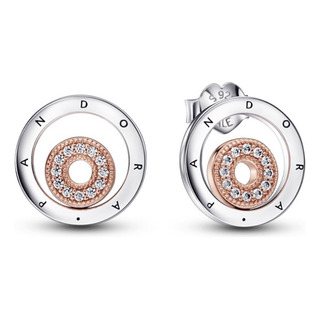Aretes De Botón Circular Círculos De Dos Tonos. Pandora Orig Color Rosa Aretes De Botón Circular Círculos De Dos Tonos. Pandora Orig Color Rosa
