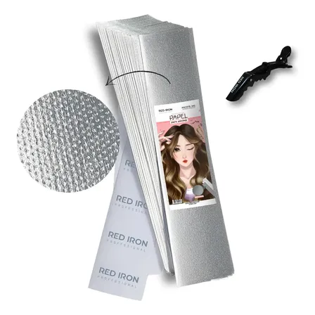1kg Papel Para Mechas Texturizado Red Iron 11x50cm C/ Brinde