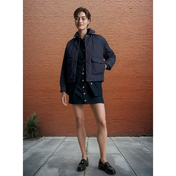 Chaqueta Azul Con Diseño Acolchado A Rombos Mujer Tommy Hilfiger