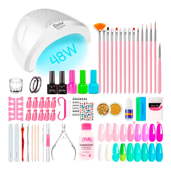 Kit X60 Manicura Uñas Semipermanentes Cabina Uv Led 48w Deco