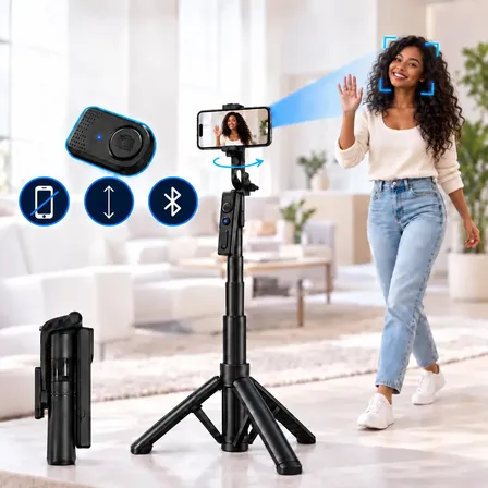 Tripé Para Celular Live 1,92 Rastreamento Facial Ia Controle Preto