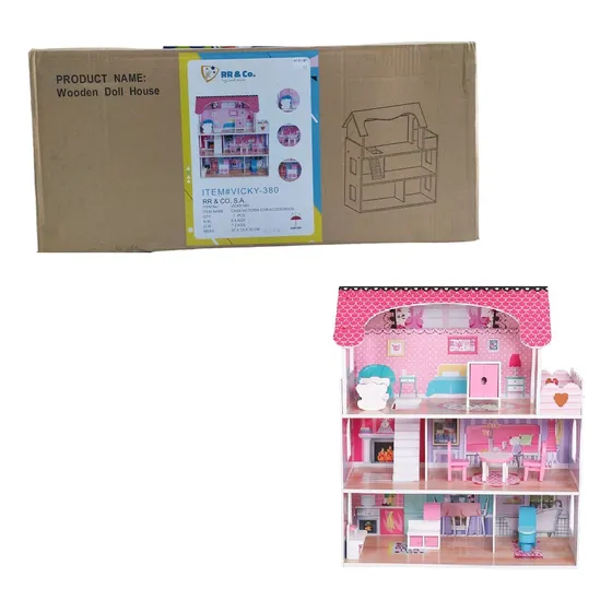 Casa De Muñecas Con Accesorios Madera Victoria 62cm      