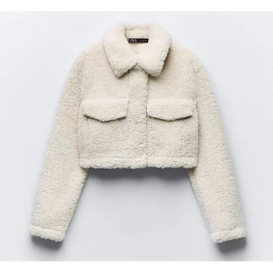 Campera Crop Borrego Zara Nueva