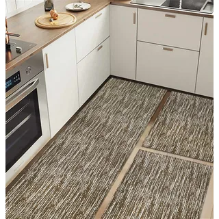 Tapetes Cozinha Antiderrapante Geométrico - Jogo 3 Peças Cor Campagna Caramelo Tapetes Cozinha Antiderrapante Geométrico - Jogo 3 Peças Cor Campagna Caramelo