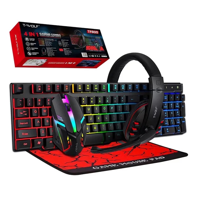 Kit Teclado Mouse Game Profesional Alfombrilla Y Auriculares