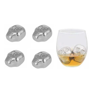 Pack 4 Cubos Cubitos De Hielos De Acero Inoxidable Calaveras Pack 4 Cubos Cubitos De Hielos De Acero Inoxidable Calaveras