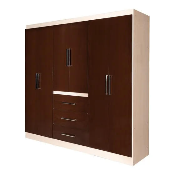 Placard Melamina 6 Puertas 3 Cajones Color Chocolate/maple