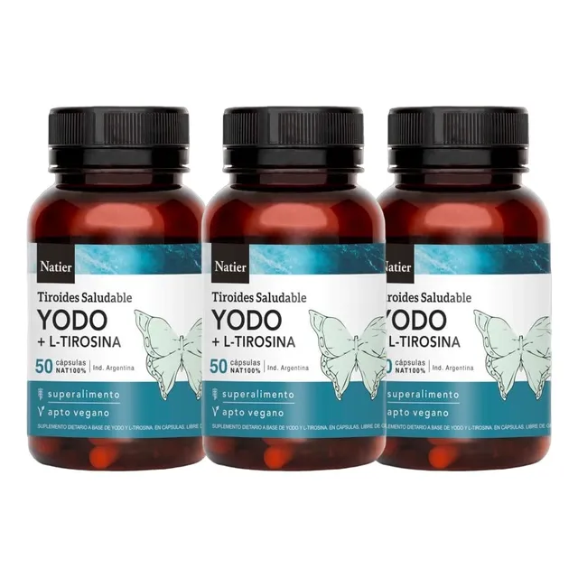Yodo + L-tirosina Tiroides Saludables Natier Pack X 3 Fcos