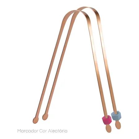 2x Raspador De Lingua Em Cobre Com Identificador Ayurveda Dourado